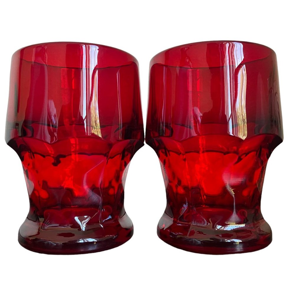 Vintage Viking Georgian Ruby 12 Oz Flat Tumbler Set Of 2